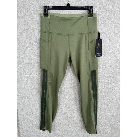 NWT Allyson Felix Athleta Medium Leggings Fast AF Olive Green $119 Compression - Picture 15 of 16